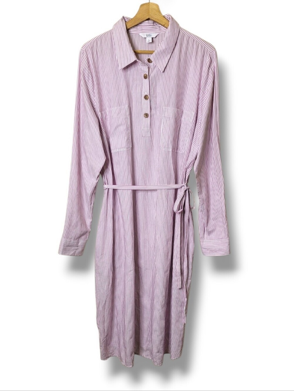 NWT Croft & Barrow Tie Front Shirt Dress Pockets Size L